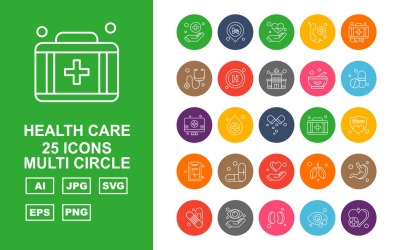 25 set di icone multi cerchio Premium Health Care