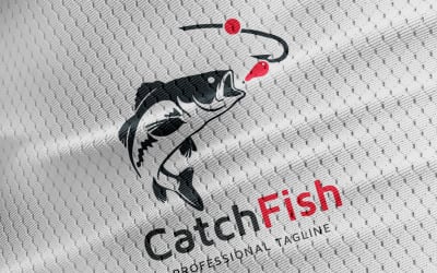 Modello di logo di pesce di cattura