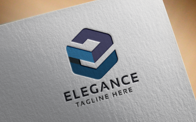 E Letter Cubical Check Logo Template