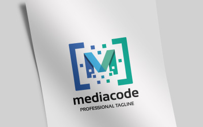 Modèle de logo Media Code lettre M
