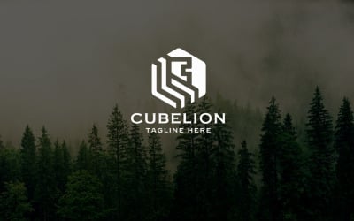 Modello di logo del leone cubo