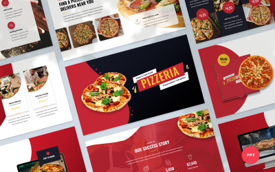 Pizzeria - Pizza a prezentace rychlého občerstvení PowerPoint šablony