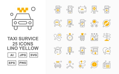 25 преміальних послуг таксі Lino жовтий набір іконок