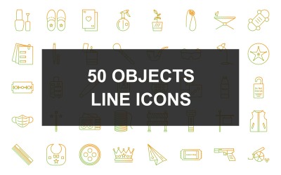 Conjunto de ícones de gradiente de linha de 50 objetos