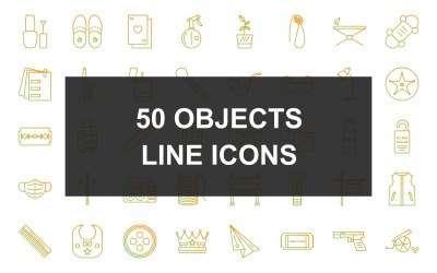 Conjunto de iconos de degradado de línea de 50 objetos