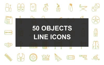 Conjunto de iconos de degradado de línea de 50 objetos