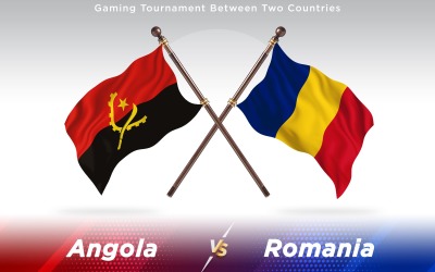 Angola ve Romanya İki Ülkenin Bayrakları - İllüstrasyon