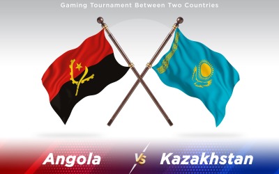 Angola versus Kazakhstan Two Countries Flags - Illustration