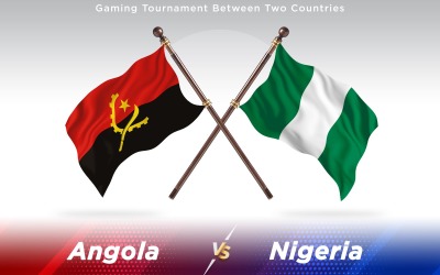 Angola versus Nigeria Two Countries Flags - Illustration