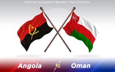 Angola versus Oman Two Countries Flags - Illustration