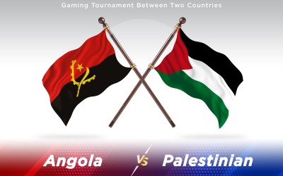Angola versus Palestinian Two Countries Flags - Illustration