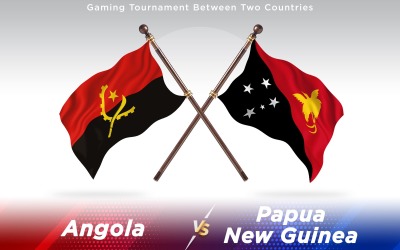 Angola versus Papua New Guinea Two Countries Flags - Illustration