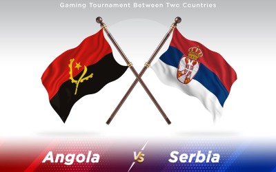 Angola versus Serbia Two Countries Flags - Illustration