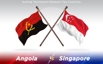 Angola ve Singapur İki Ülkenin Bayrakları - İllüstrasyon