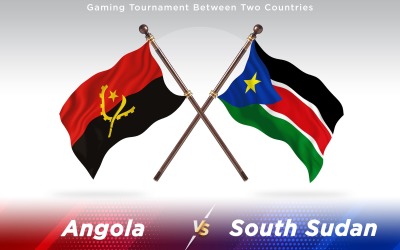 Angola versus South Sudan Two Countries Flags - Illustration