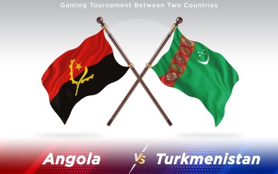 Angola versus Turkmenistan Two Countries Flags - Illustration