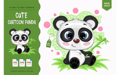 Cute Cartoon Panda - Grafika wektorowa
