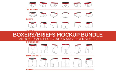 Balíček boxerů / kalhotek - maketa produktu Vector Template