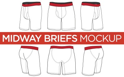 Midway Boxer Briefs - Vector Template Produktmodell