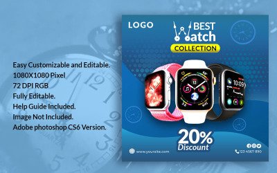 Plantilla de redes sociales de banner de venta de reloj