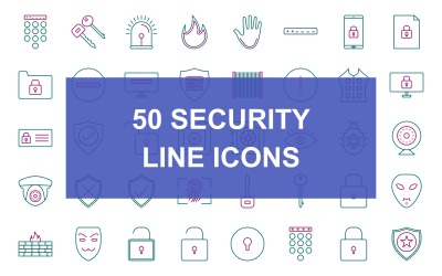 50 jeu d&amp;#39;icônes de couleur deux lignes de sécurité