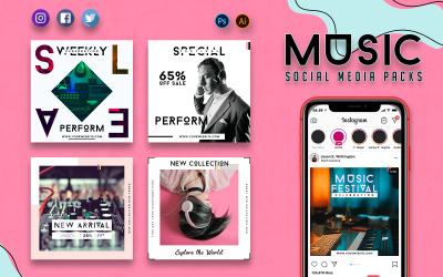 Müzik Promosyon Paketleri Sosyal Medya Şablonu