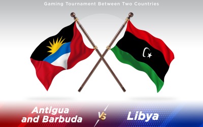 Antigua gegen Libyen Zwei Länder Flaggen - Illustration