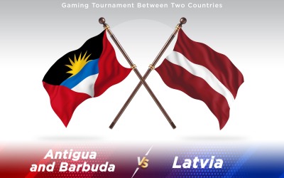 Antigua versus Latvia Two Countries Flags - Illustration