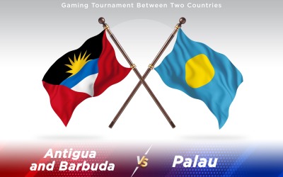 Antigua versus Palau Two Countries Flags - Illustration
