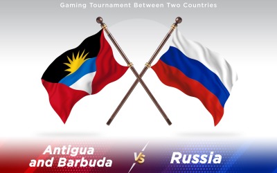 Antigua versus Russia Two Countries Flags - Illustration