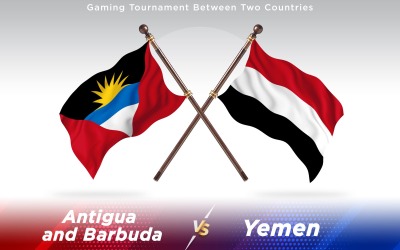Antigua versus Yemen Two Countries Flags - Illustration