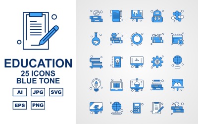 25 Iconset Premium Education Blue Tone