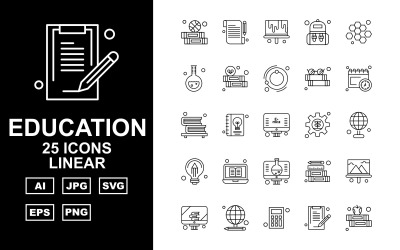 25 Premium Education Linear Iconset