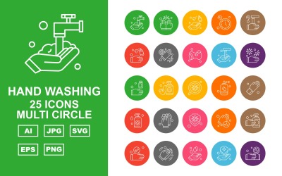 25 Premium Hand Washing Multi Circle Iconset