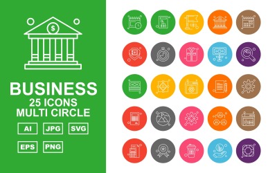 25 Zestaw ikon Premium Business Multi Circle