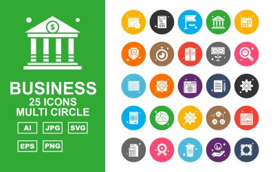 25 Zestaw ikon Premium Business Multi Circle