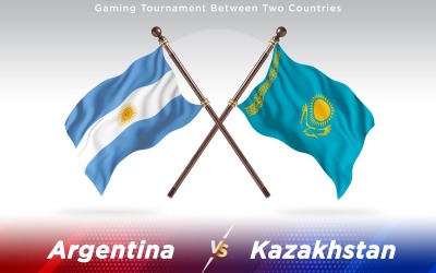 阿根廷与哈萨克斯坦两个国家的国旗-光栅插图