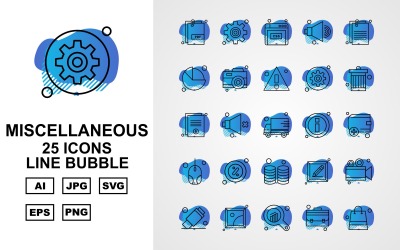 25 Ensemble d&amp;#39;icônes de bulles de ligne diverses de qualité supérieure