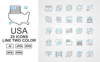 25 Iconset Premium USA Line Two Color