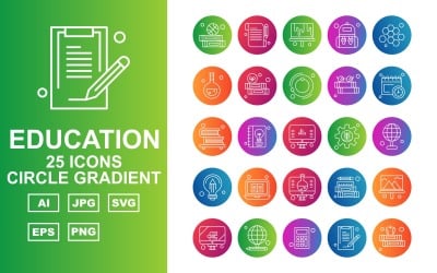 25 Преміум освітнє коло градієнта Iconset