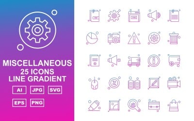 25 Premium Varios Line Gradient Iconset