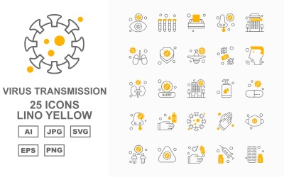 25 Premium-virusöverföring Lino Yellow Iconset