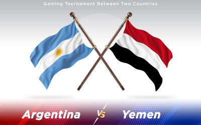 Argentina Contro Bandiere Di Due Paesi Yemen - Illustrazione
