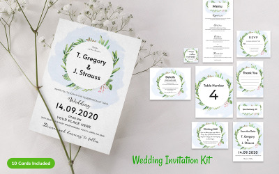 Flora - Kit de Convite de Casamento - Modelo de Identidade Corporativa