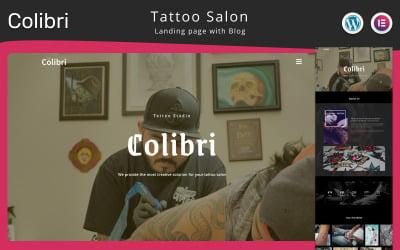 Colibri - Página de aterrizaje para salón de tatuajes Elementor WordPress Theme