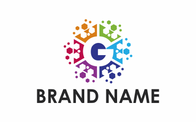 Plantilla de logotipo de letra G hexagonal