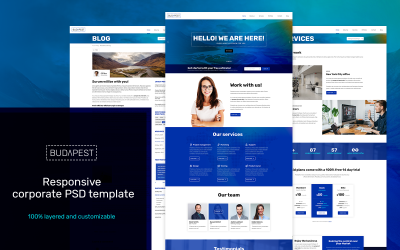 "Budapest - Responsive Business PSD Template" - адаптивний PSD шаблон №164226