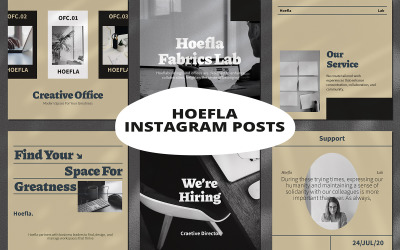 Espaço de trabalho Hoefla - modelo de mídia social de postagens no Instagram