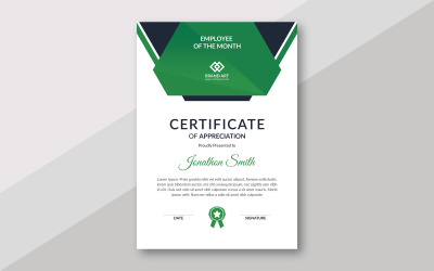 Абстрактный зеленый шаблон награды сертификата Шаблон сертификата