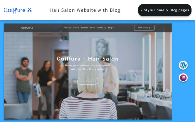 Сoiffure - Sitio web de peluquería con tema de WordPress para Blog Elementor